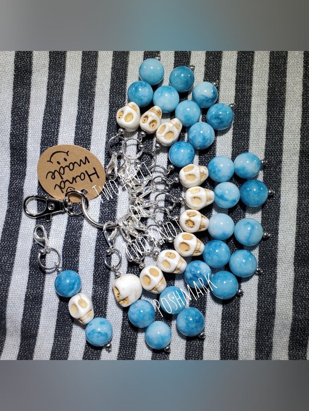 ⭐️ OOAK Handmade Beaded Stitch Markers Bag Charm Set